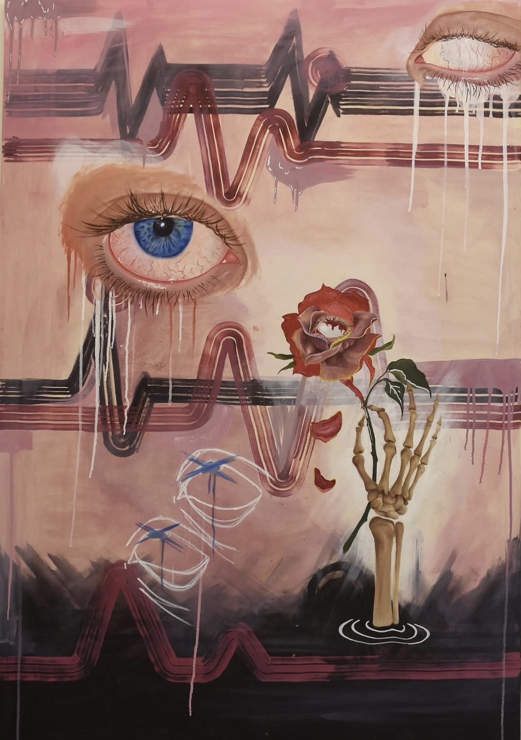 Abstract eye and rose painting